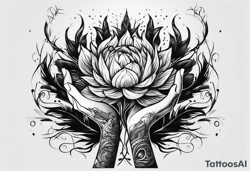 Hands morphing into roots tattoo idea