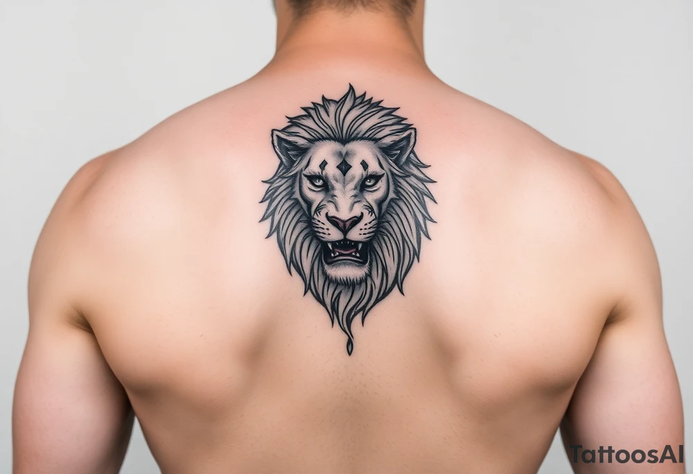 Lion with Quintanar on back tattoo idea