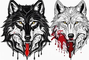 black wolf with blood in mouth tattoo idea