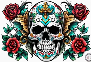 Bold Neo traditional skull tattoo idea