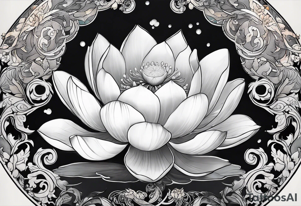 A sleeve with a a Rhaven A white Lotus 1990 and something showing change with the Rhaven tattoo idea