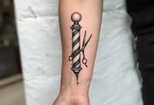 Barber pole 💈 with Scissors tattoo idea
