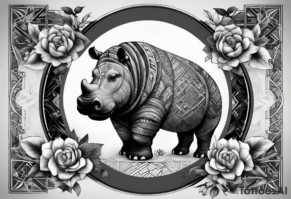 Very asymmetrical, +geometric pattern, with realistic full moon, with hippo,+tribal, +geometric, +inkart , +blackwork, +grey scale, + sketch
with wintersweet flower bud, +inkart touch, +for men, detailed , combined favourite , tattoo idea