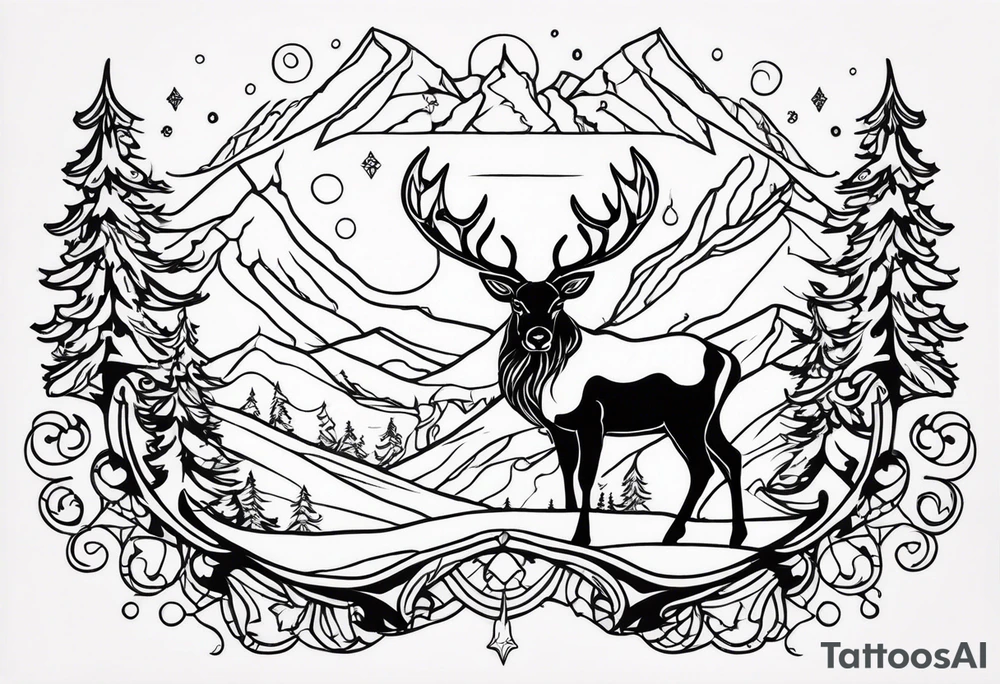 north pole reindeer tattoo idea