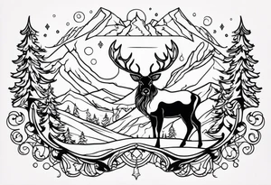 north pole reindeer tattoo idea