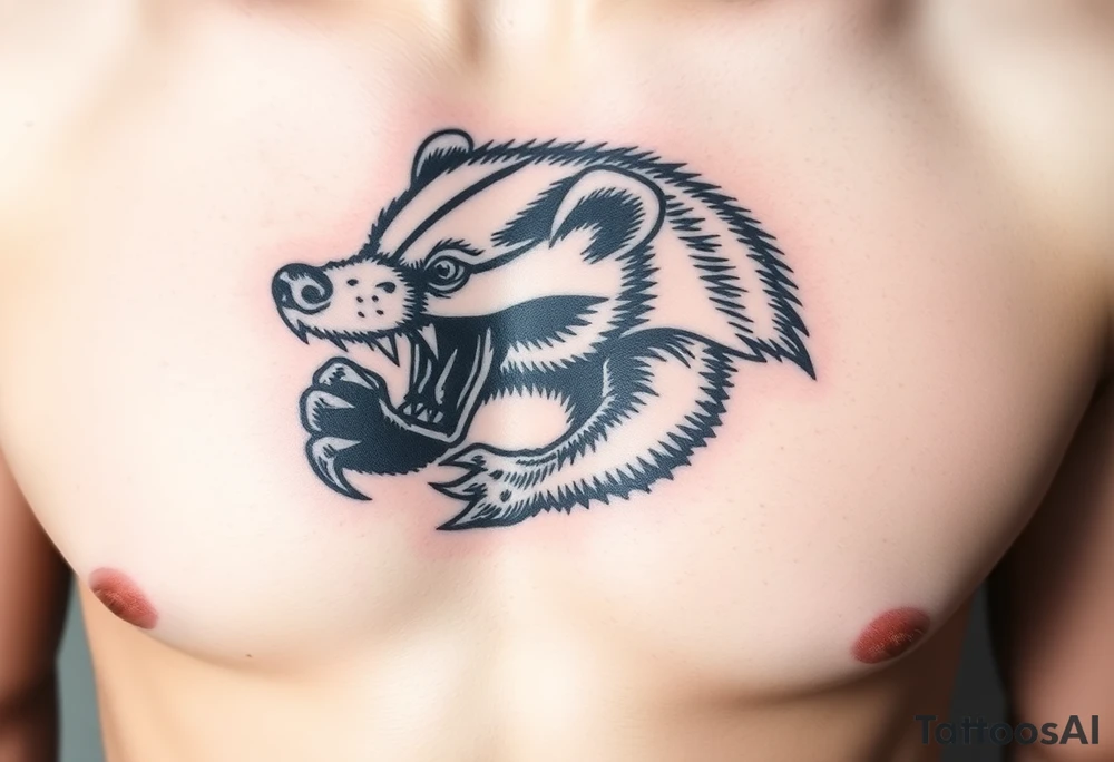 A view of a bloodthirsty honey badger showing its claws tattoo idea