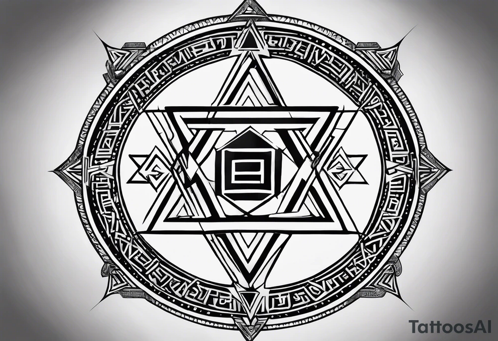 Ancient tetragrammaton to represent God's chosen one with elegant flair and the names "Vivian" and "Brandon" written in Hebrew in the background with a special message from God tattoo idea