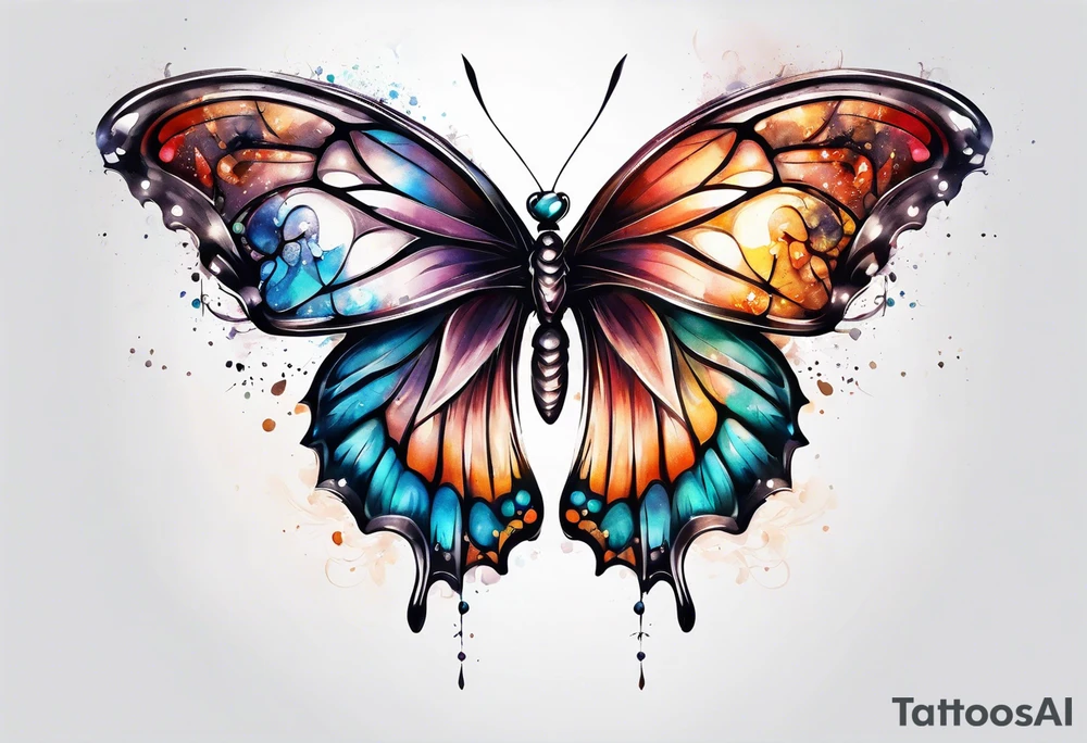 Butterfly with one Angel wing tattoo idea