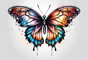 Butterfly with one Angel wing tattoo idea