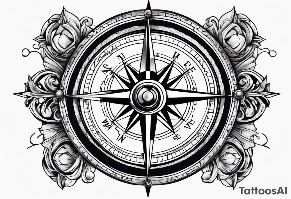 compass with broken chain tattoo idea