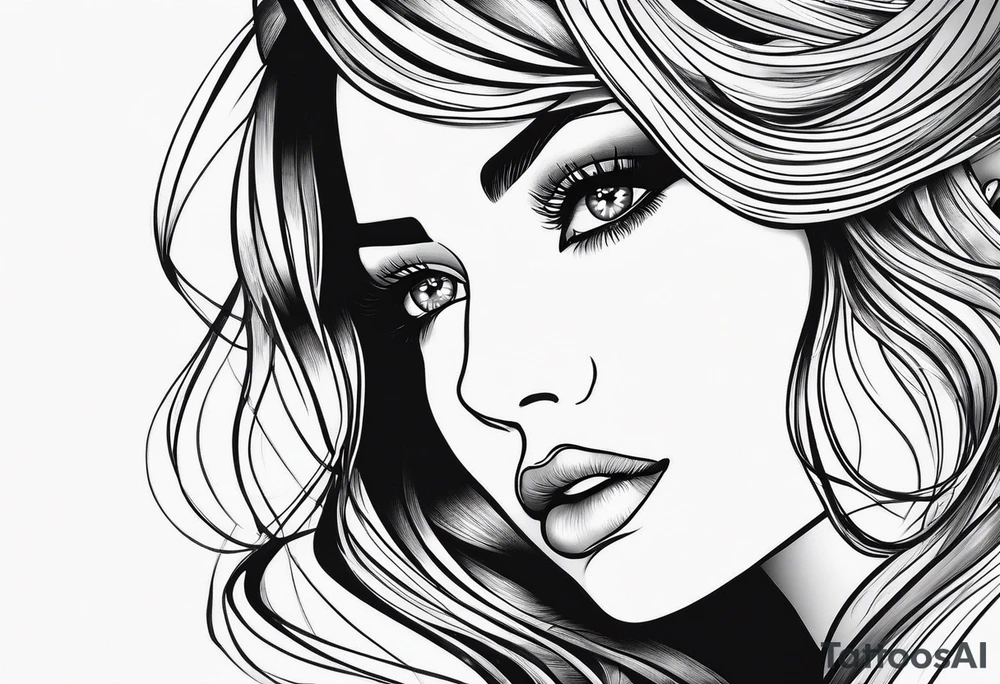 Thin lines of a women side faces not realistic tattoo idea Thin lines of a women side faces not realistic tattoo idea