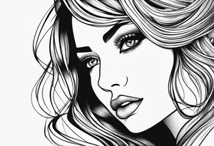 Thin lines of a women side faces not realistic tattoo idea