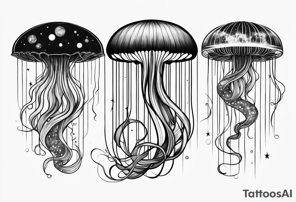 A galaxy inside a long slender jellyfish tattoo idea