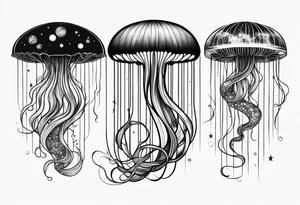 A galaxy inside a long slender jellyfish tattoo idea
