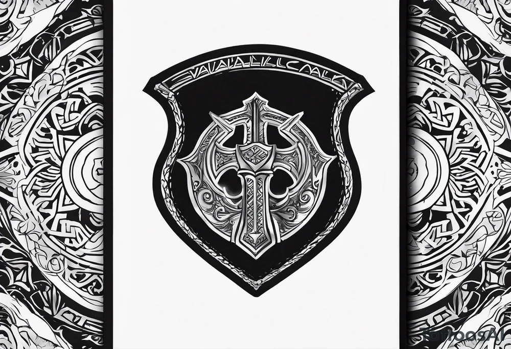 Valhalla shield 
axe tattoo idea