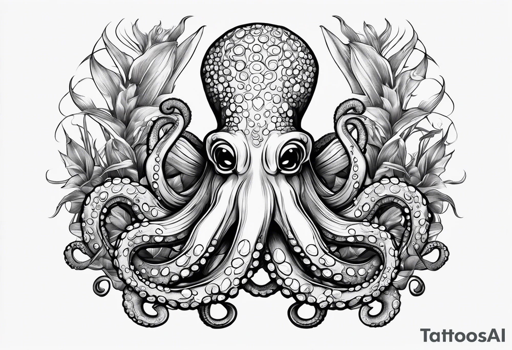 octopus holding a corn tattoo idea
