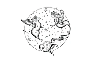 The constellation stars Gemini map 
and my name viola tattoo idea