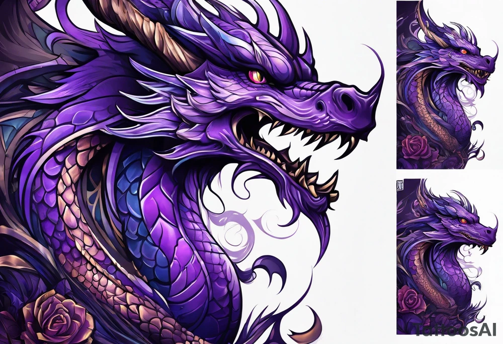 Purple eldritch dragon arm sleeve tattoo idea