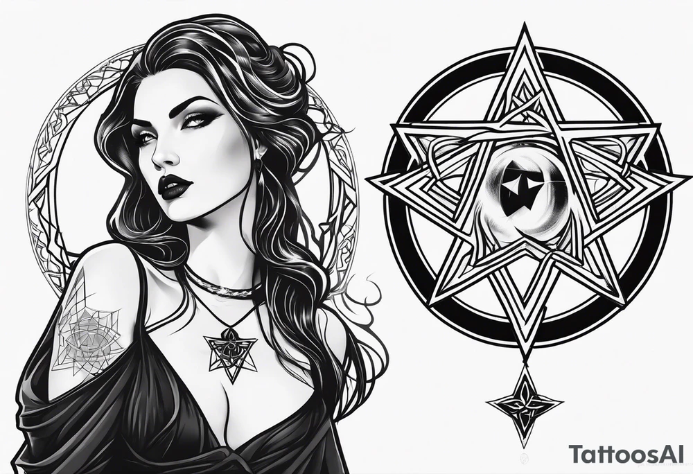 Lilith symbol inside a pentagram tattoo idea