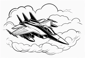 Fighter jet in the clouds with the date 09-07-2023 tattoo idea