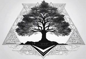 tree of life
3 line triangles behind tattoo idea