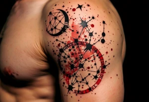 A Set of Constellations That Represent Your Family’s Birth Months (red and black) tattoo idea