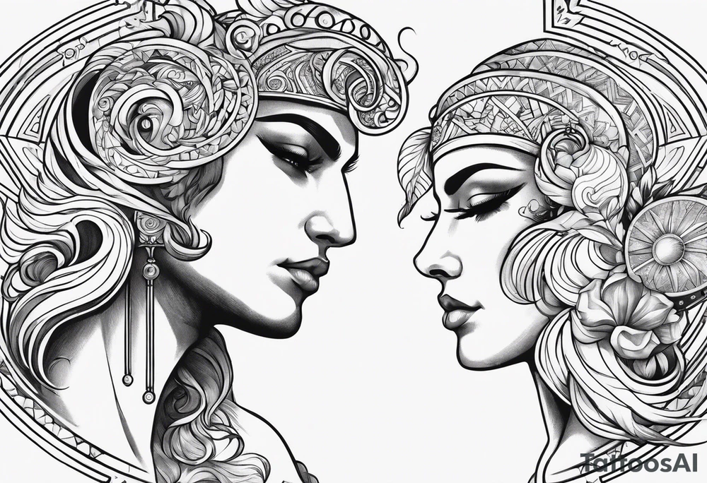 I want an image of Aries man, Cancer woman and Libra that balances these two. tattoo idea