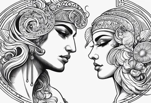 I want an image of Aries man, Cancer woman and Libra that balances these two. tattoo idea