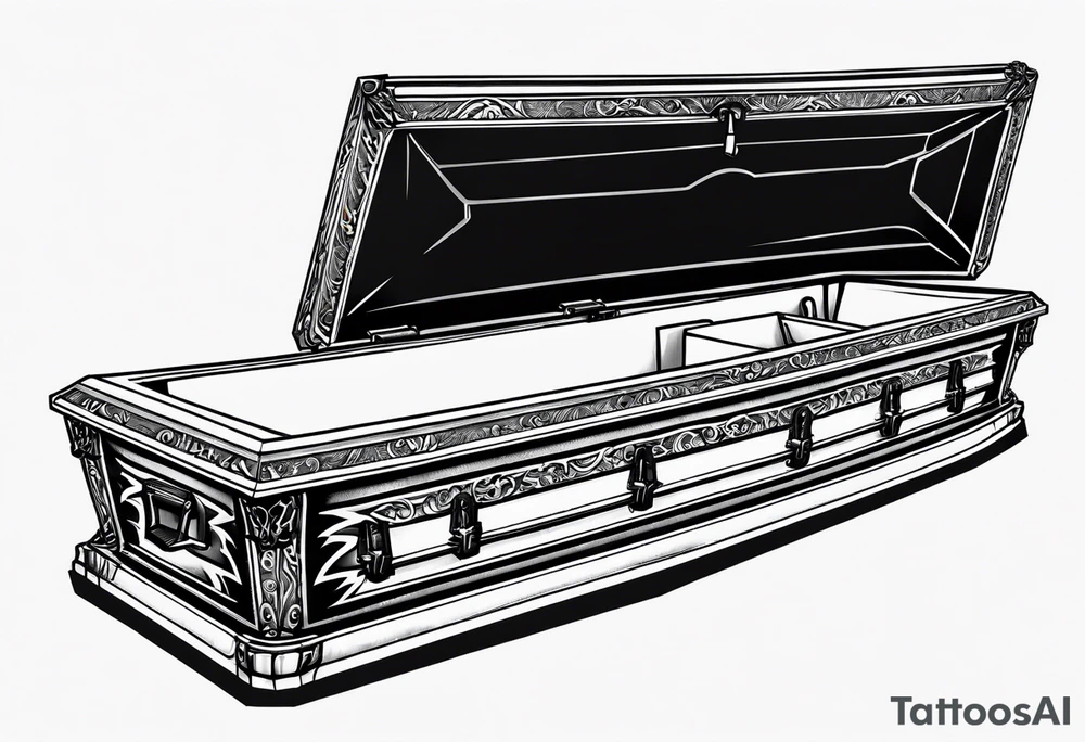 Coffin in graveyard tattoo idea