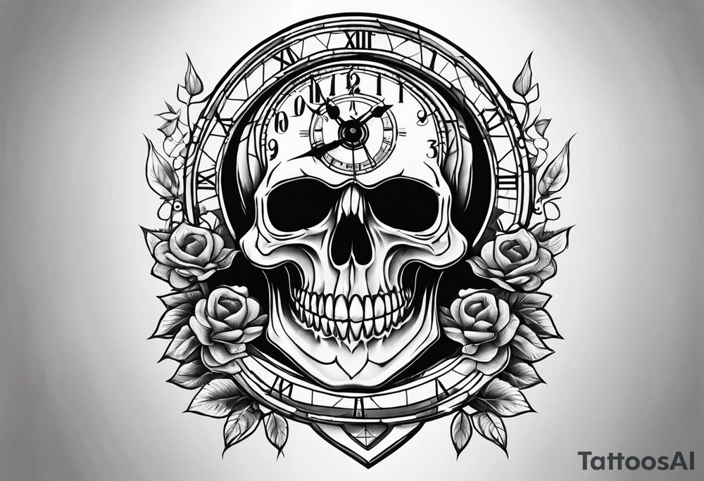 Grateful dead skull clock tattoo idea