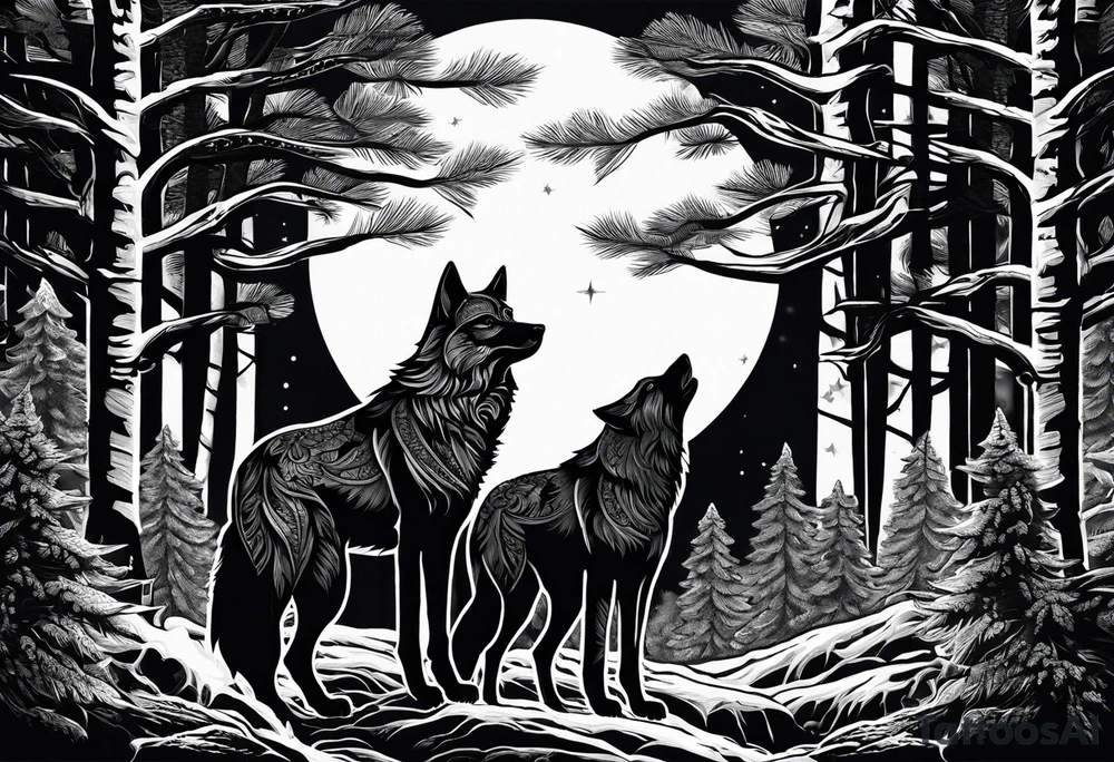 Moon
Wolves
Forest tattoo idea