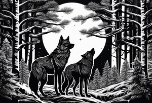 Moon
Wolves
Forest tattoo idea