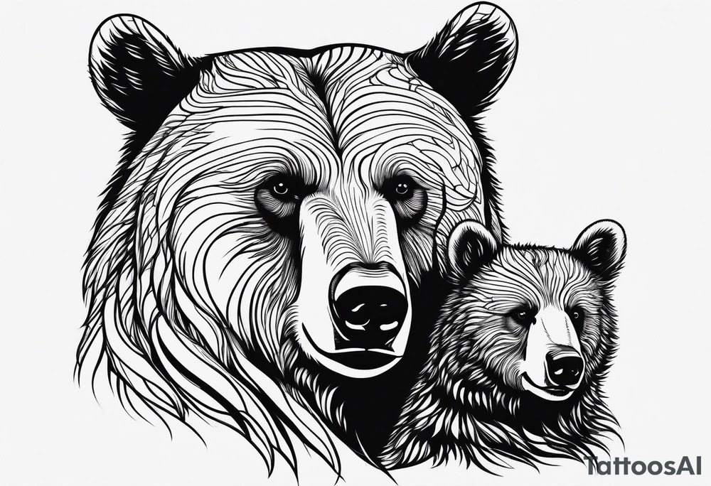 mother bear with cub looking at each other tattoo idea