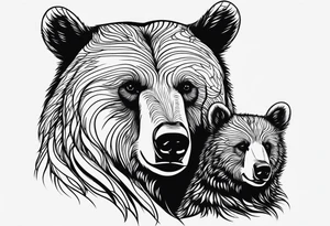 mother bear with cub looking at each other tattoo idea