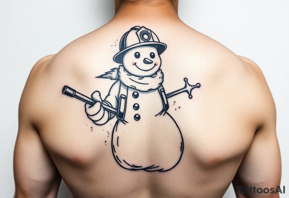Firefighting snowman tattoo idea