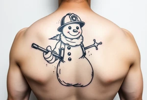 Firefighting snowman tattoo idea