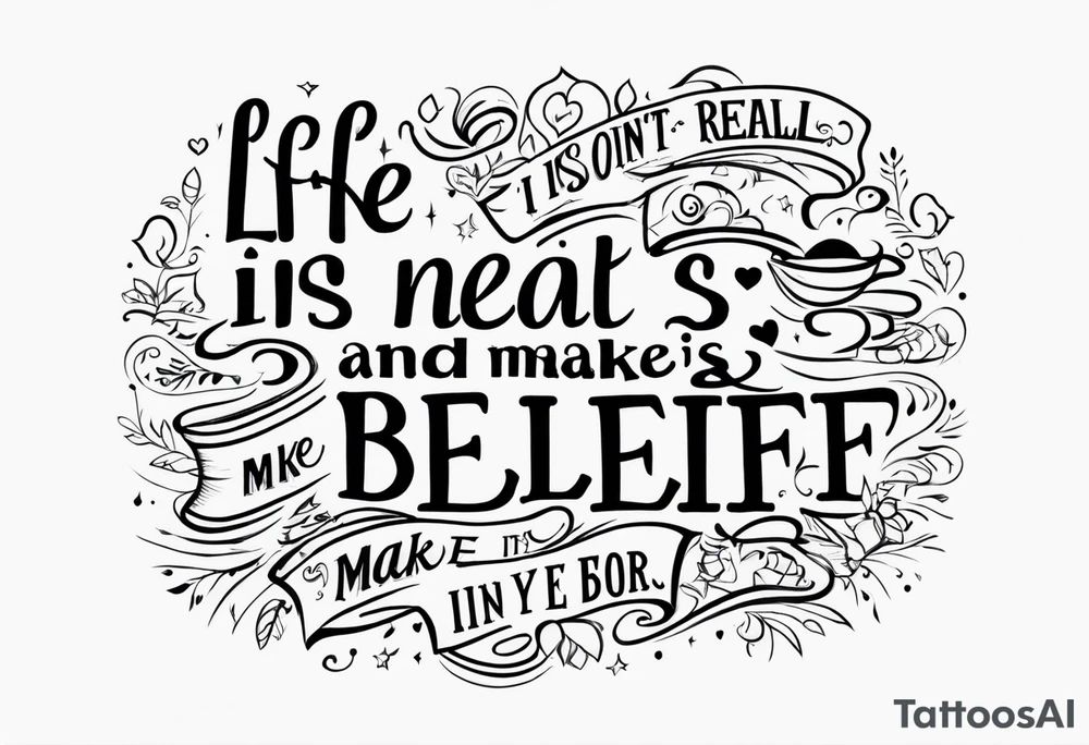 Life isn't real and love is make belief tattoo idea