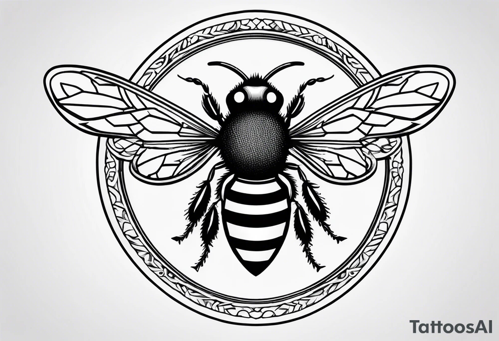 a bee inside of a emblem, like a family blazon
a bit classy and emblematic tattoo idea