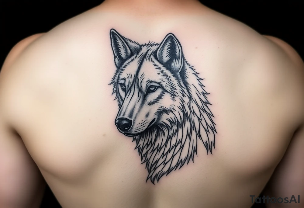 A solitary yet sublime and noble wolf and its progeny. the face for arm tattoo tattoo idea