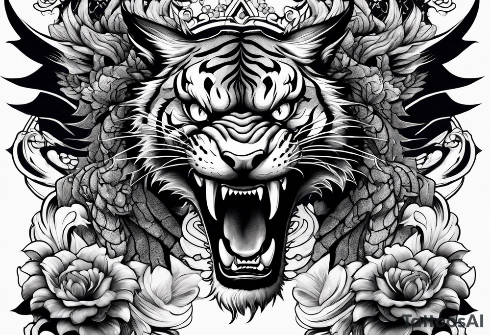Dragon fighting tiger tattoo idea