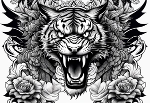Dragon fighting tiger tattoo idea