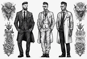 A man wearing a suit and an overcoat tattoo idea