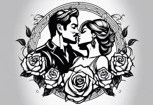 Dancing couple on a rose tattoo idea