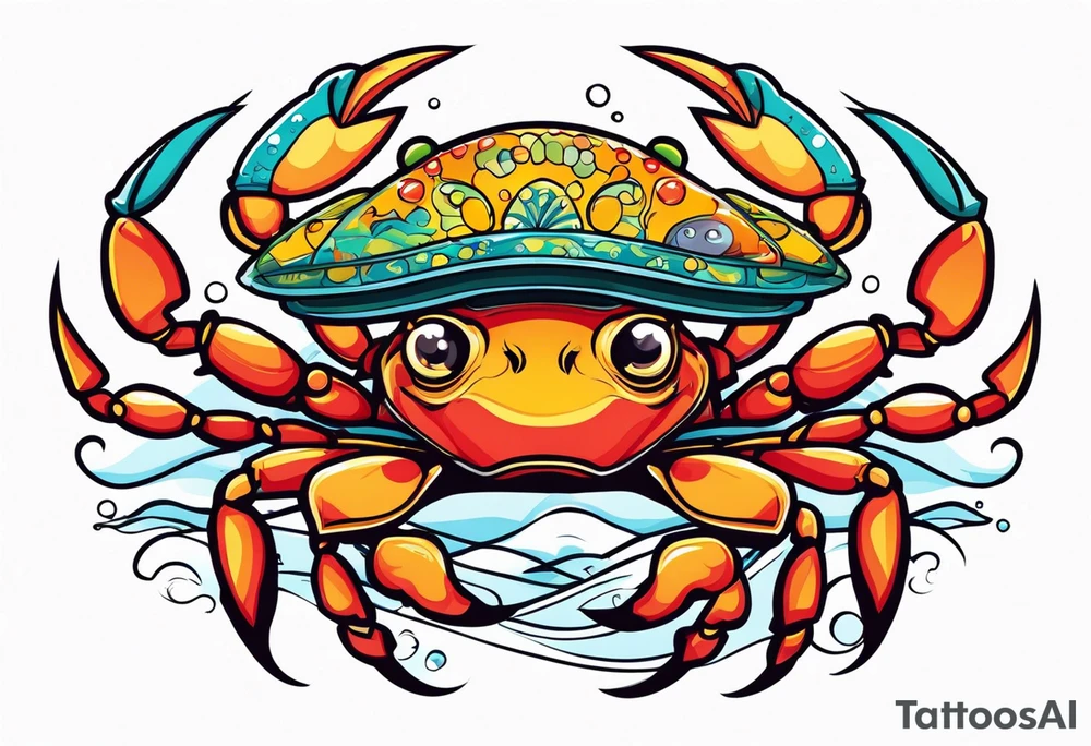 Crab and fish tattoo idea