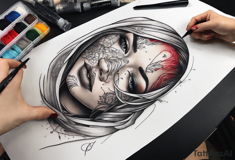 stitching together a wound; no portrait tattoo idea