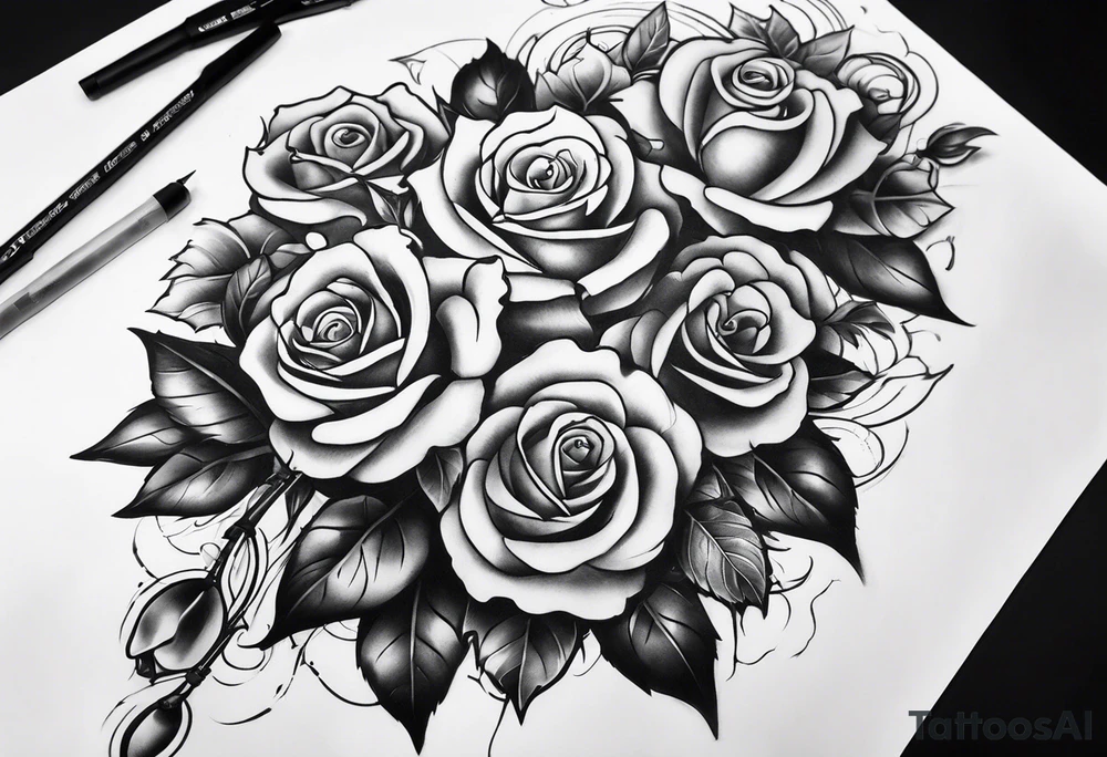 tattoo fool sleeve, old broken gothic home, broken sword, roses tattoo idea