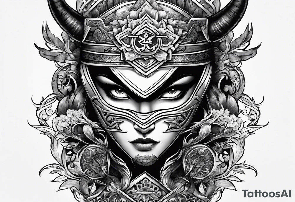 the letters A R in the middle of a ninja headband tattoo idea
