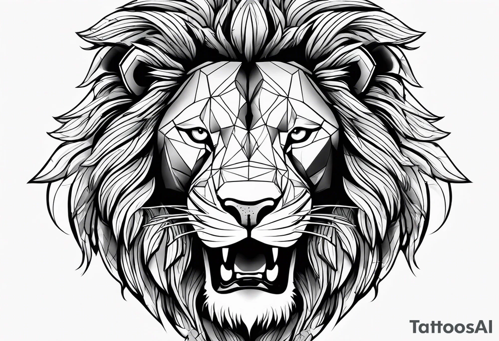 one king lion roaring tattoo idea