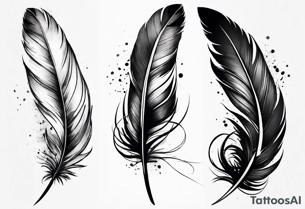 Feather turning into birds trash polka tattoo idea