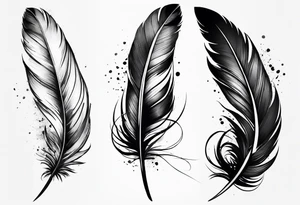 Feather turning into birds trash polka tattoo idea
